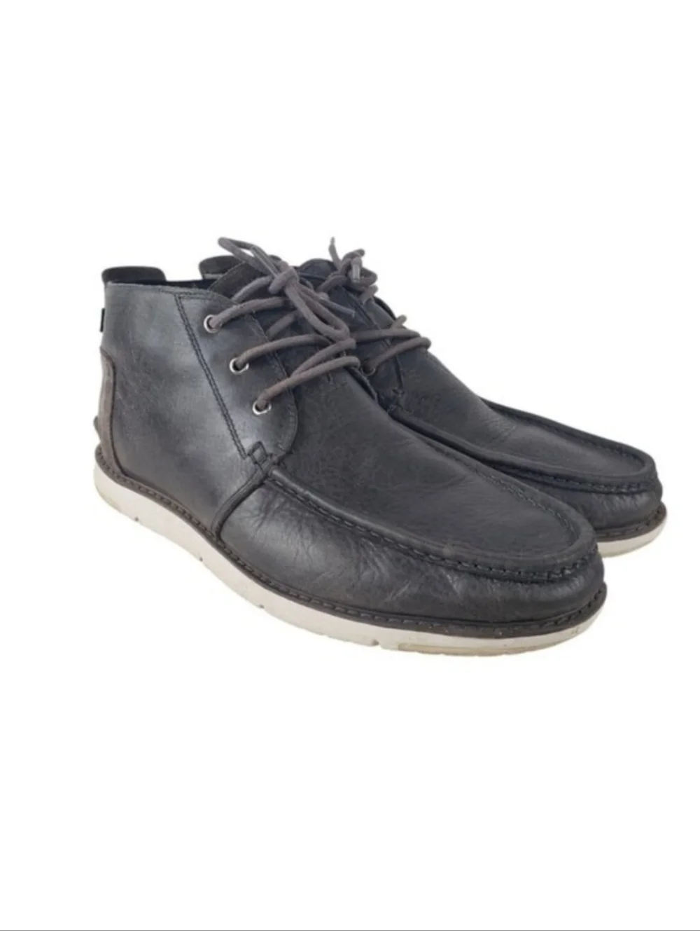 Toms Navi Moc Chukka Boots Mens Size 13 Gray Leather Casual Lace Up Ankle Shoes